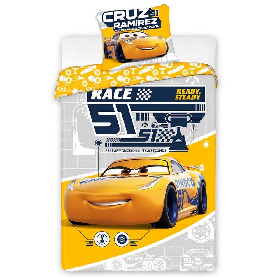 Tiptrade Dětské bavlněné povlečení Cars 3 Dinoco Cruz Ramirez