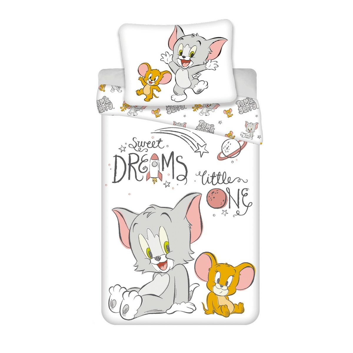 Jerry Fabrics Dětské bavlněné povlečení do postýlky Tom & Jerry TJ050