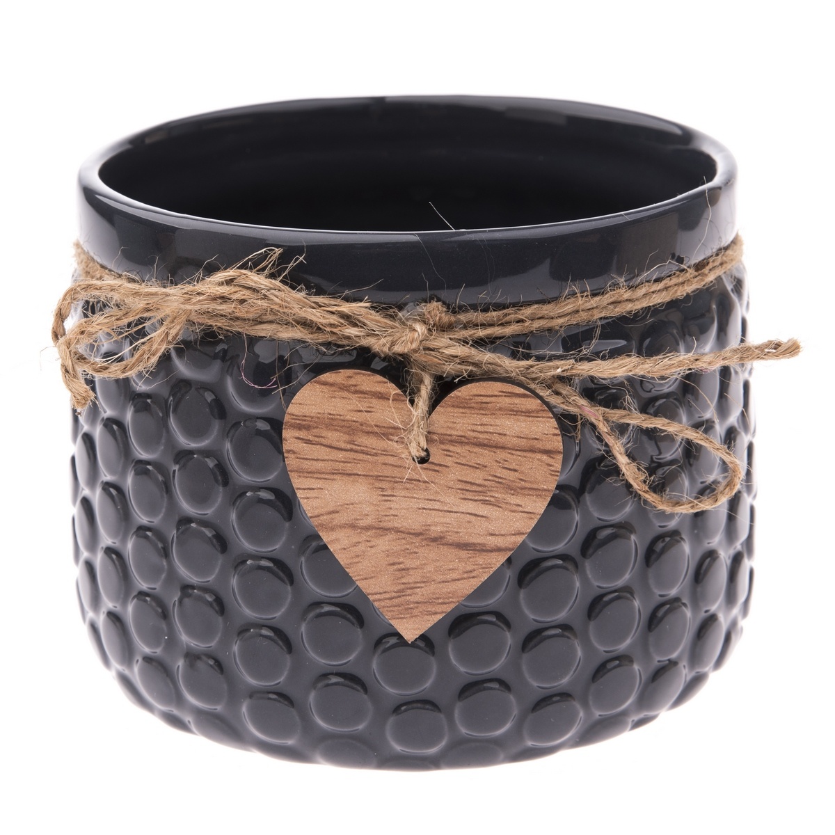 Keramický obal na květináč Wood heart tmavě modrá