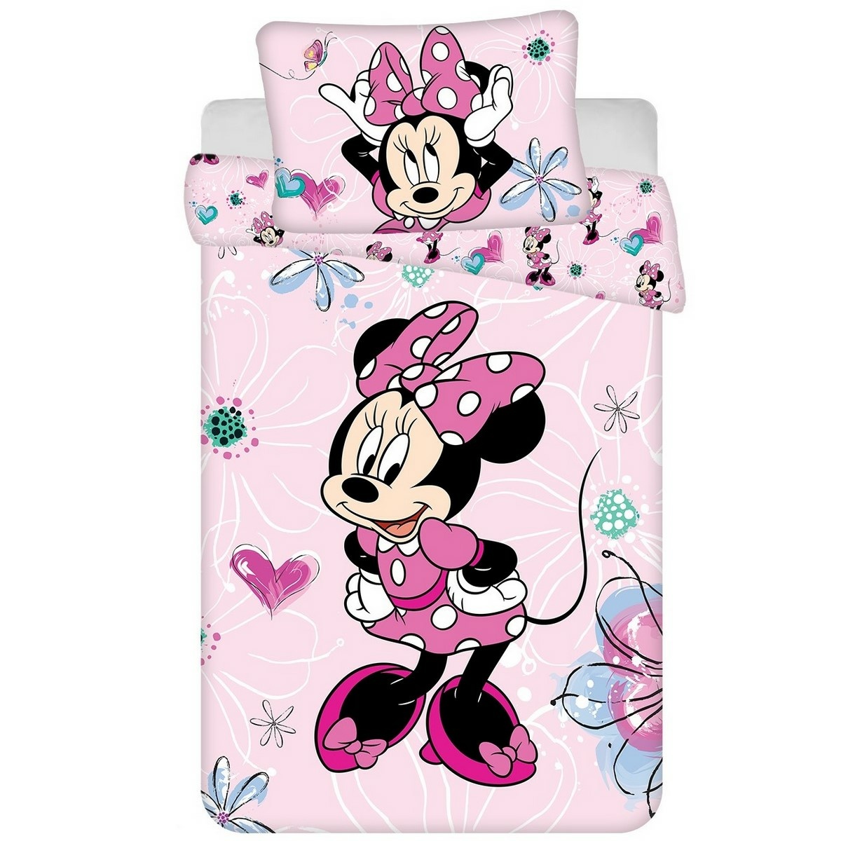 Jerry Fabrics Dětské bavlněné povlečení do postýlky Minnie Flowers 02