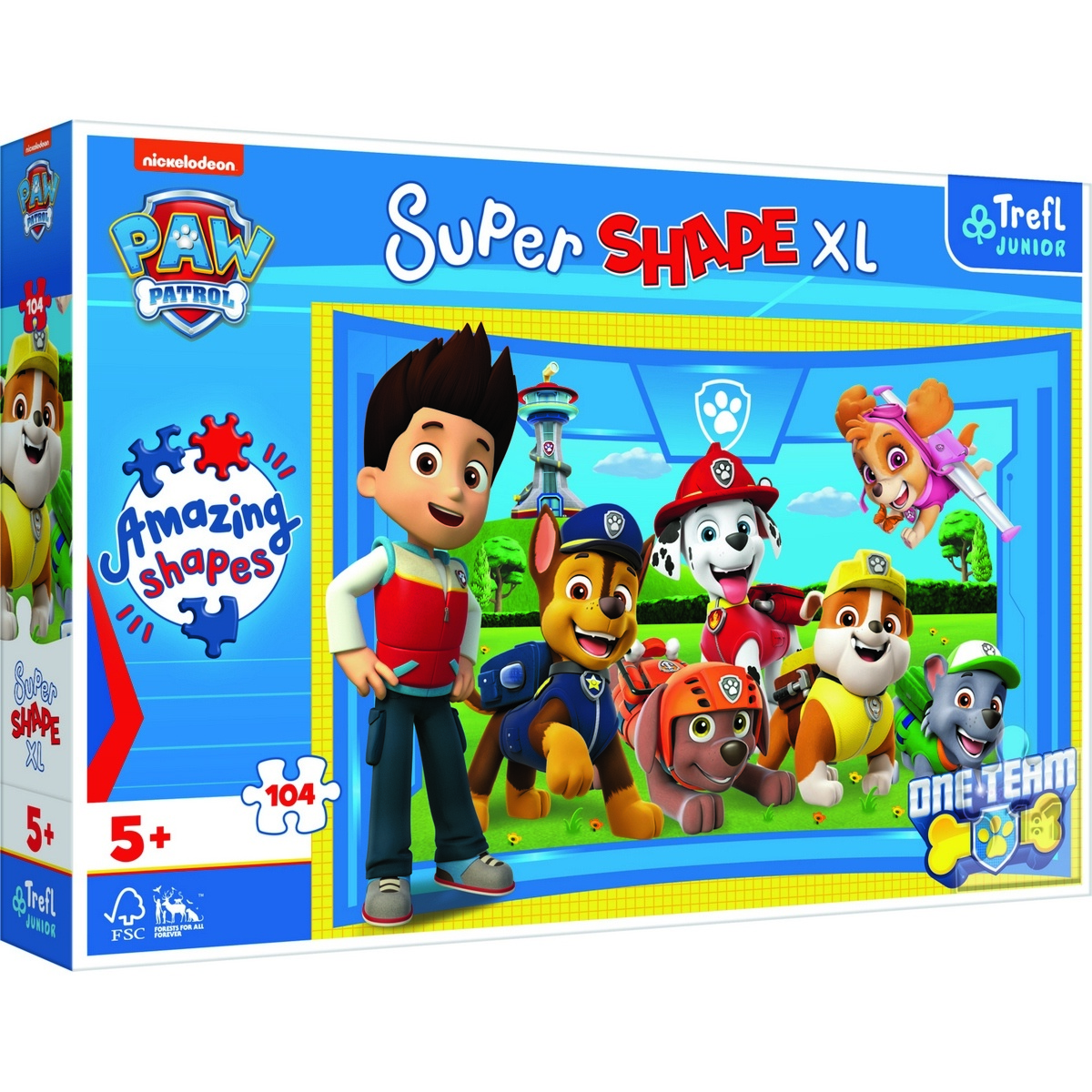 Trefl Puzzle 104 XL Super Shape Přátelé štěňat Tlapková patrola/Paw patrol 60x40cm v krabici 40x27x6cm