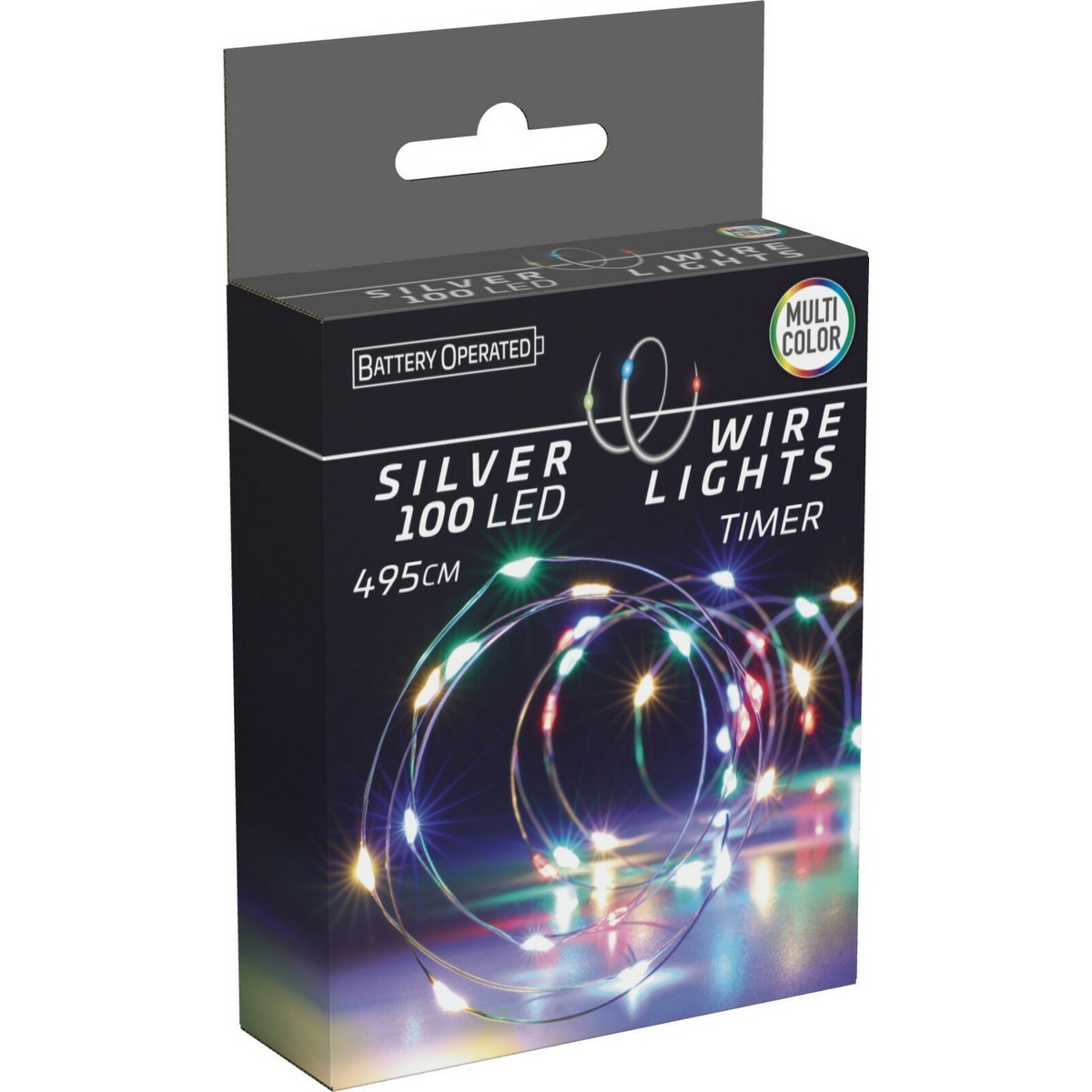 Světelný drát s časovačem Silver lights 100 LED