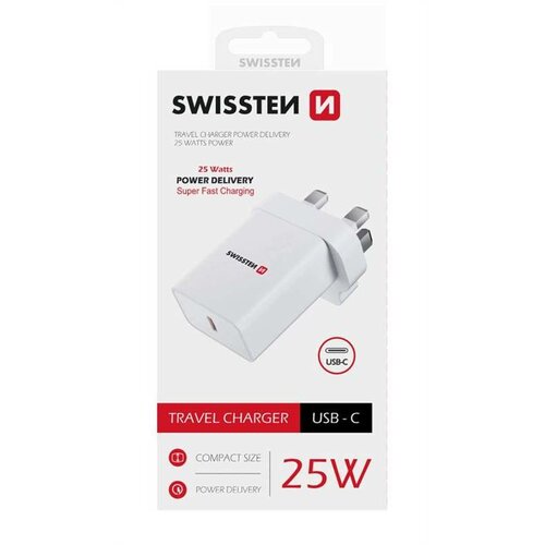 SWISSTEN Adaptér 230V/25W 1xUSB-C