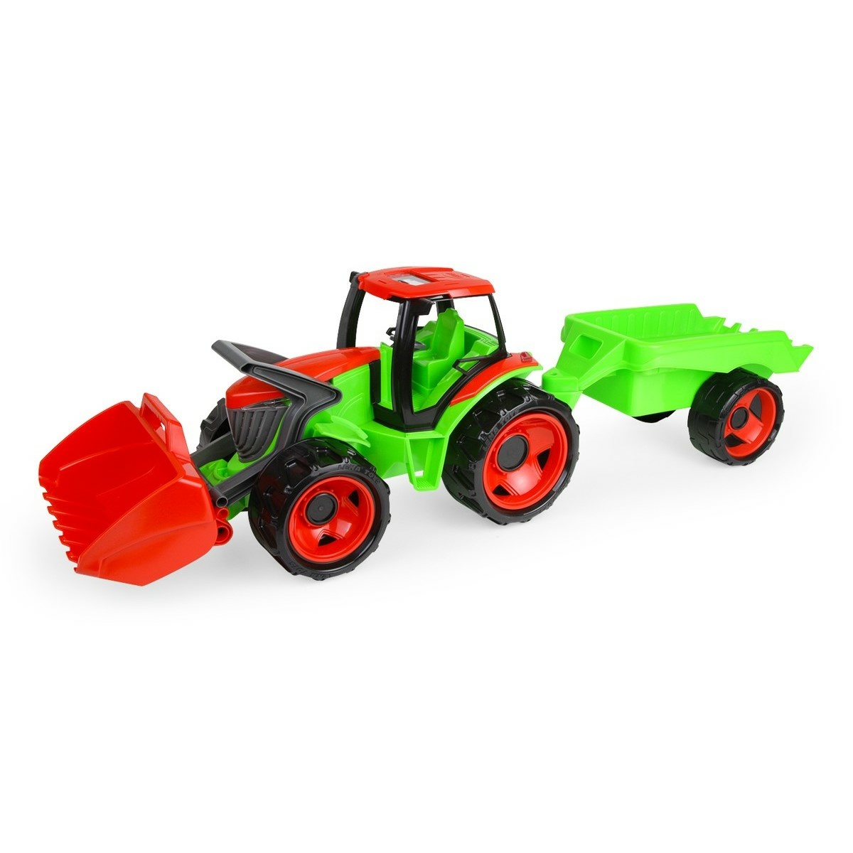 Lena Traktor se lžící Giga Trucks s vlekem plast 62cm v krabici 72x40x28cm 02136