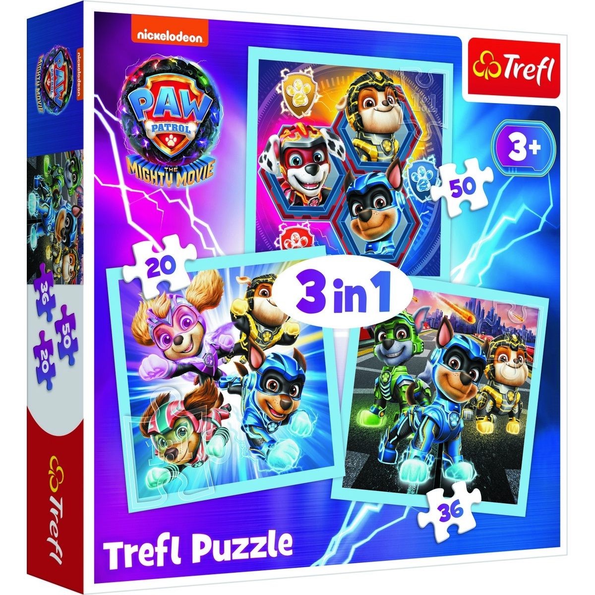 Puzzle 3v1 Mocná štěňata Tlapková patrola/Paw Patrol  20x19