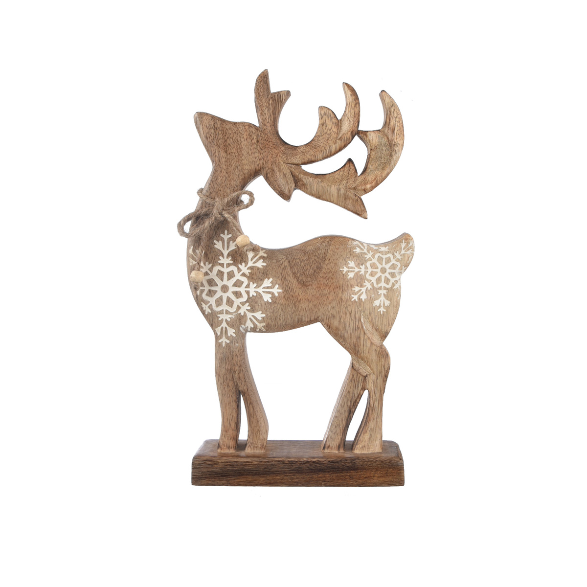 4Home Dekorace z mangového dřeva Snowflake Deer