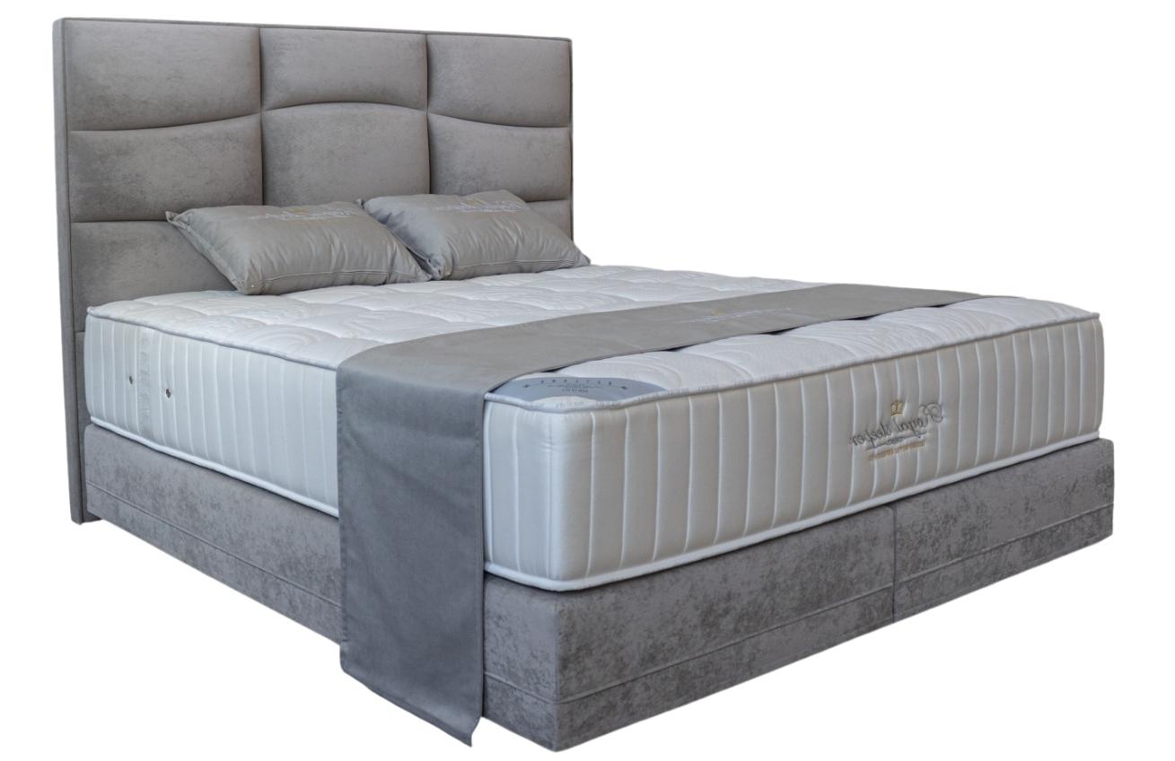 Šedé sametové čelo k posteli Royal Sleeper Saga 180 cm