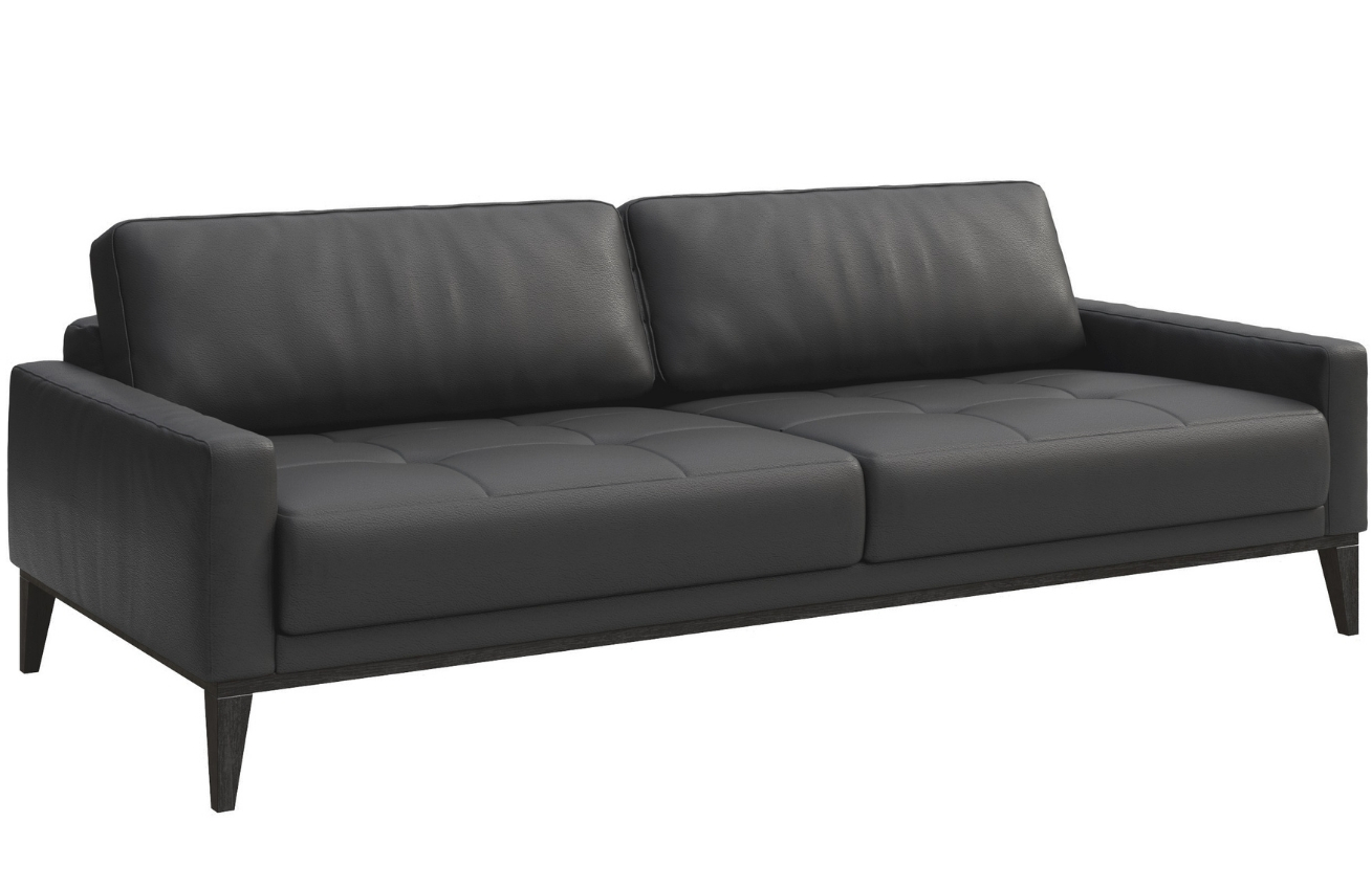 Tmavě šedá třímístná kožená pohovka MESONICA Musso Tufted 211 cm