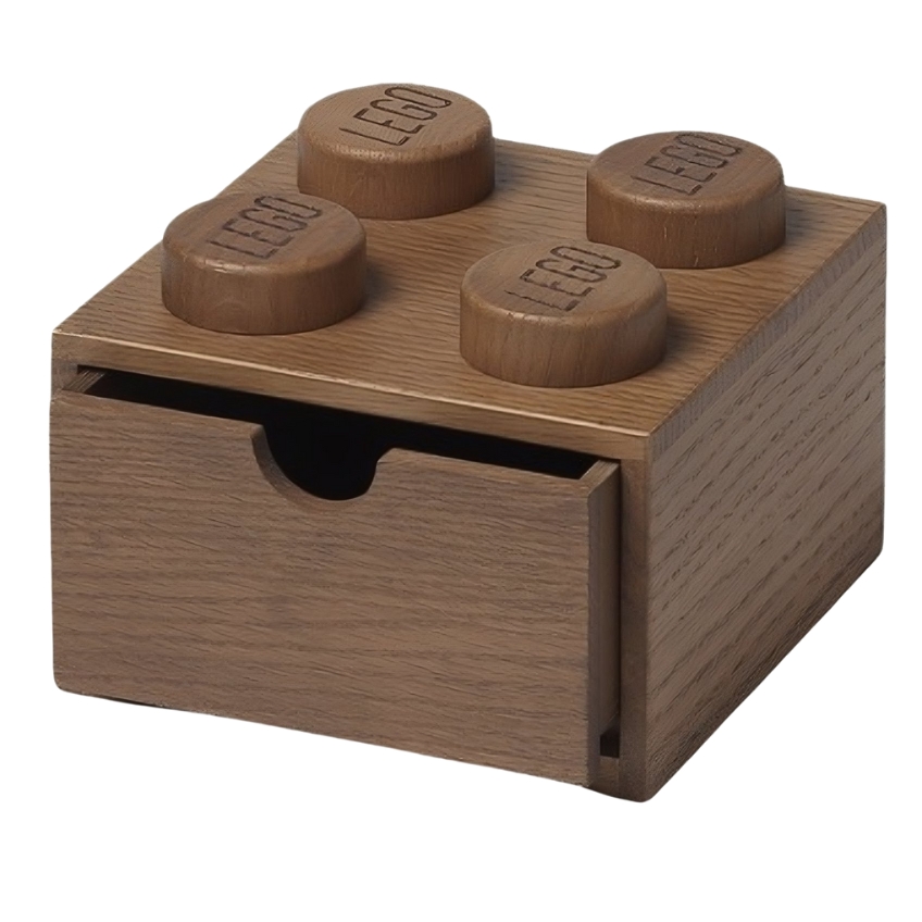 Tmavý dubový úložný box LEGO® Wood 16 x 15 cm