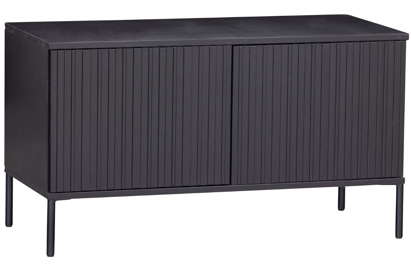 WOOOD Černý borovicový TV stolek Gravia 100 x 44 cm